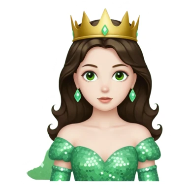 Princess Ozma from Oz with long brunette hair, pale green sequin outfit sticker