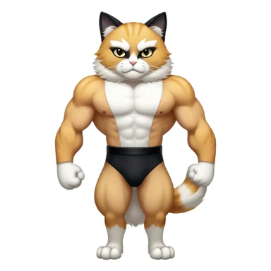 Super muscular Buff sigma Gigachad cat full body tuxedo colored  sticker