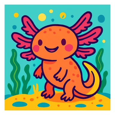 axolotl vibrant cartoon style sticker