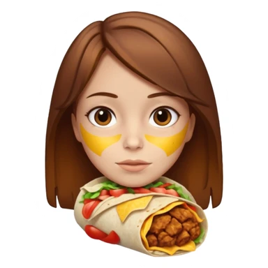 Girl with brown hair "resting chicken burrito face" sticker