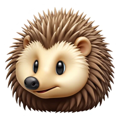 Cinematic Cute Echidna Portrait Emoji, Head tilted playfully and inquisitively, featuring a fuzzy, spiky fur with an adorably scrunched face and a cute, pointed snout, round, sparkling eyes filled with gentle curiosity, Simplified yet irresistibly adorable features, highly detailed, glowing with a warm, friendly glow, high shine, affectionate and quirky, stylized with a touch of natural whimsy, bright and endearing, soft glowing outline, capturing the essence of a mischievous yet loving echidna, so playful it feels like it could nuzzle out of the screen into your arms! sticker