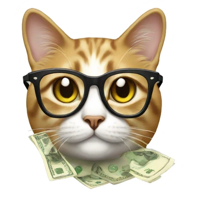 cat in black glasses with money sticker