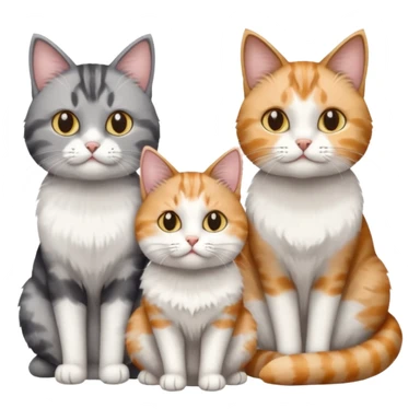 a fluffy grey and white cat sitting with 2 other cats sticker
