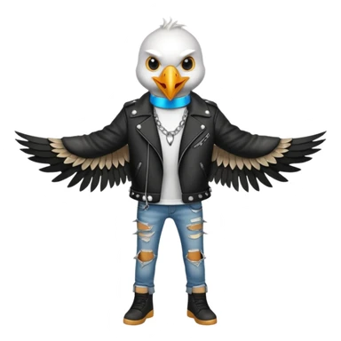A seagull in metal rock attire sticker