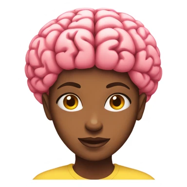 black woman wearing yellow shirt. with a huge pink brain.  sticker