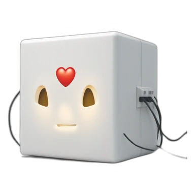 white box connected with cables indicated by blinking LED lights. THe box has a heartbeat label on it sticker