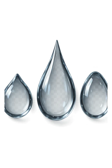 3 gocce di acqua 3d, iperrealistica 4k sticker