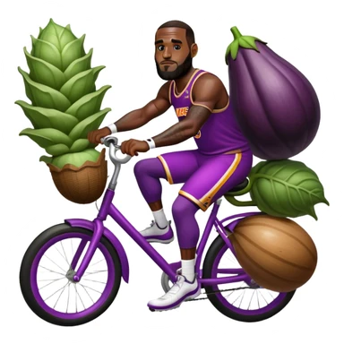 lebron james riding a bike on a big egg plant sticker