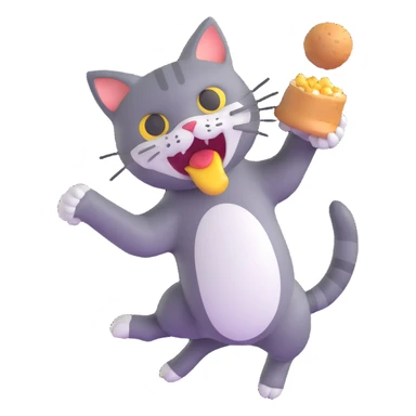 cat dropping food from its mouth sticker