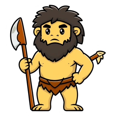 caveman with a bone club and animal fur sticker