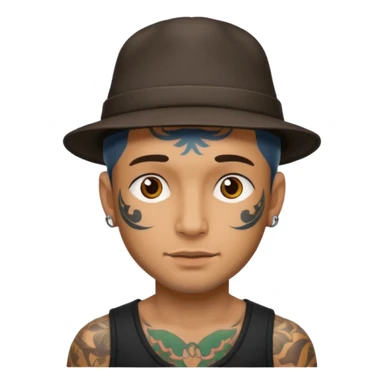 hat wearing tattooed man head sticker