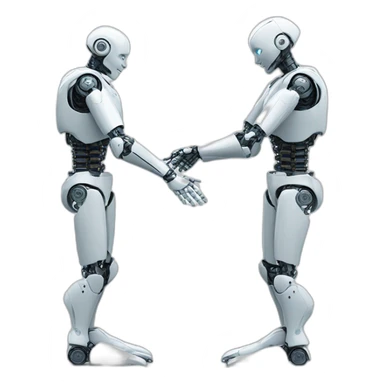 (Image of a handshake between a human and a humanoid robot, symbolizing the collaboration between human and AI sticker