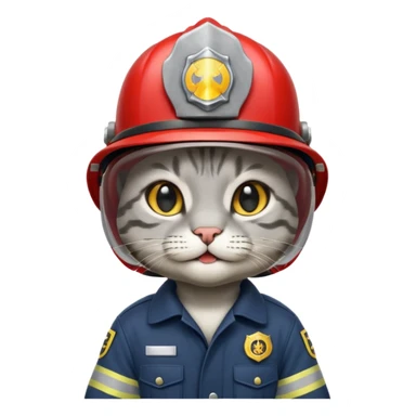 Fireman Cat, navy cloth sticker