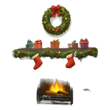 christmas fireplace sticker