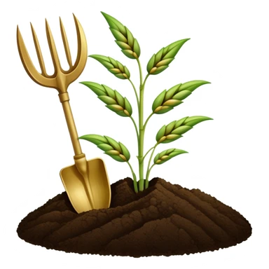 An icon featuring a wheat stalk, a spade, and a soil sample, symbolizing agronomy. The design includes a plant growing, and scientific tools, representing the study of crops, soil, and agricultural practices. Transparent background highlights sustainable farming and agricultural science. sticker