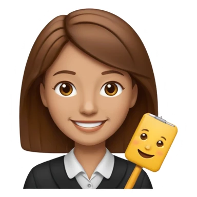 teacher emoji brown hair light skin sticker
