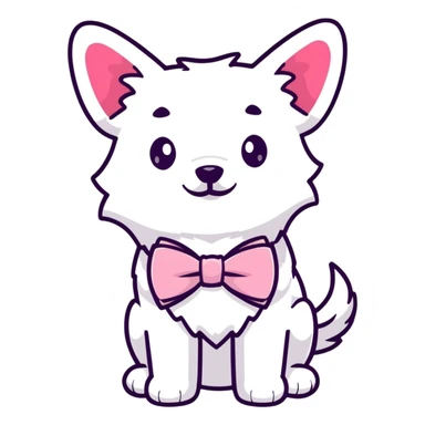 Fluffy cute pink bow tie dog sticker
