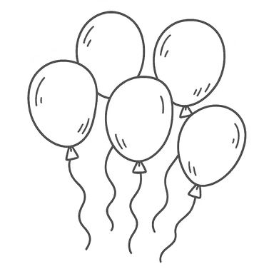 a bunch of hand-drawn outlined balloons, playful sticker