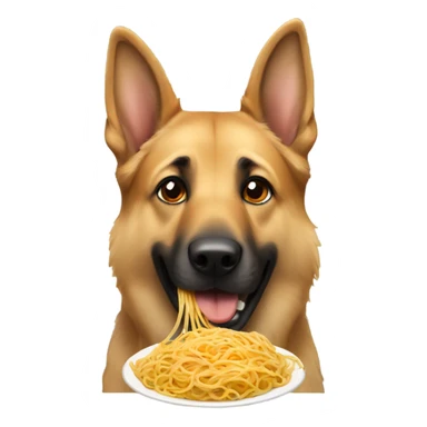 A German Sheppard eating spaghetti sticker