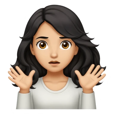 girl shrugging with olive skin, brown eyes and long wavy black hair  sticker