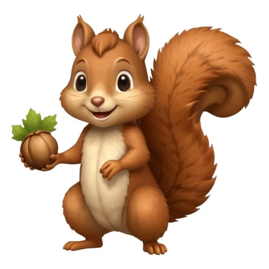 smile Squirrel with acorn, full body sticker