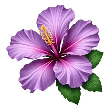 single lilac hibiscus blossom with 6 branch  facing left in png form  sticker