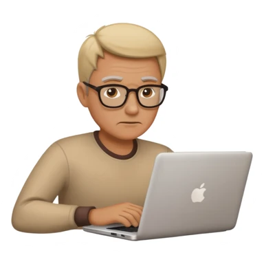 middle aged person working on laptop sticker