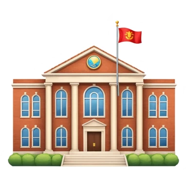 university building with flag sticker