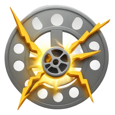 a lightening bolt that pierces through the centre of a roll film reel sticker