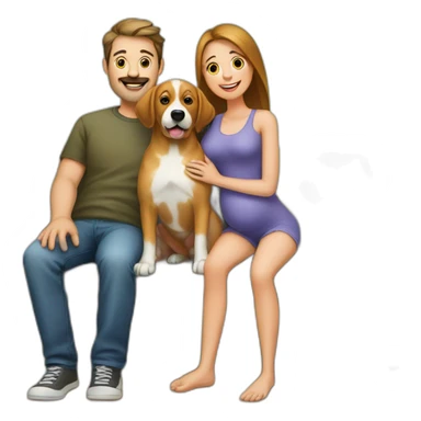 Femme enceinte et papa et un chien  sticker