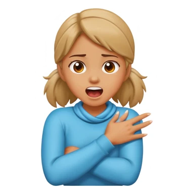 girl arms crossed holding neck screaming sticker