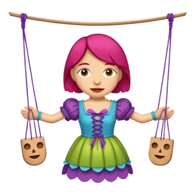 Icon for Puppet Theater: a girl puppet body on strings sticker