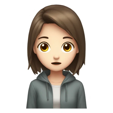 manga girl,brown hair and scared sticker