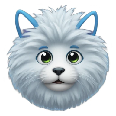 blue furry ball with single eye and sticker
