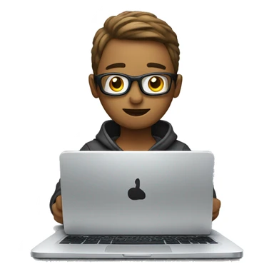 Emoji that depicts a person coding on a laptop sticker