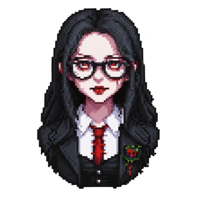 clever vampire girl with glasses sticker