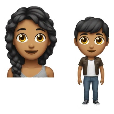 Una chica con pelo negro corto y un chico con chompa ploma sticker