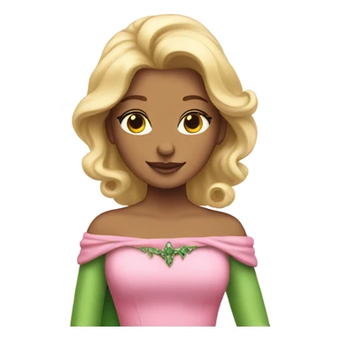 Blonde princess pink dress green skin sticker