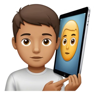 a boy on a ipad that is sticky sticker
