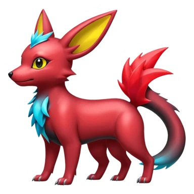  Shiny red iridescent Poochyena-Umbreon-Salandit-Jolteon-fusion sticker