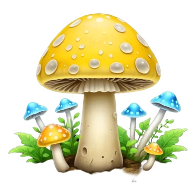 yellow glowing magic mushroom with dirt sticker