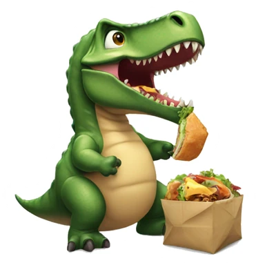 Dino eating a lunchly  sticker