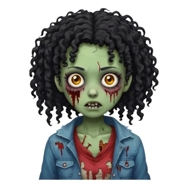 Black curly head girl zombie sticker