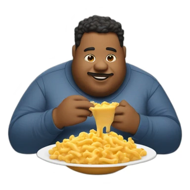 Fat man eating Mac and cheese sticker