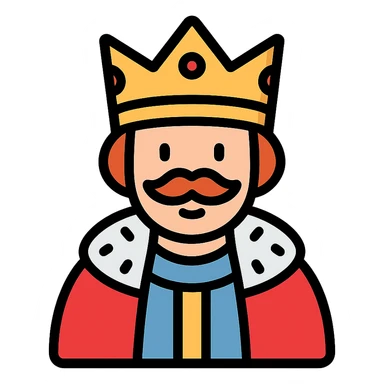 color outline icon of a Swedish king, crown and robe sticker