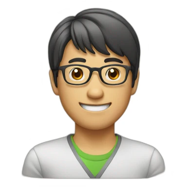 asian man with glasses and bangs showing thumb up (without background) sticker