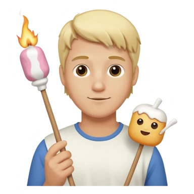 bşonde male holding marshmallow stick sticker