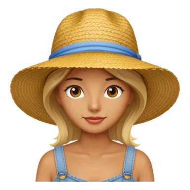 full body woman with straw hat sticker