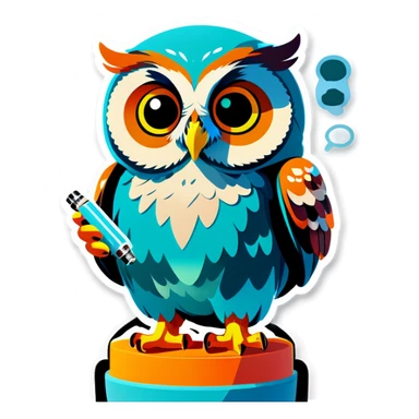 the duolingo owl “duo” holding a vape  sticker
