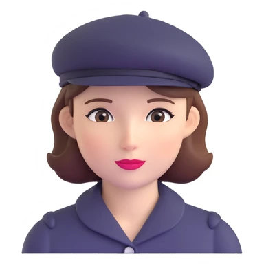Parisian woman wearing a beret hat sticker